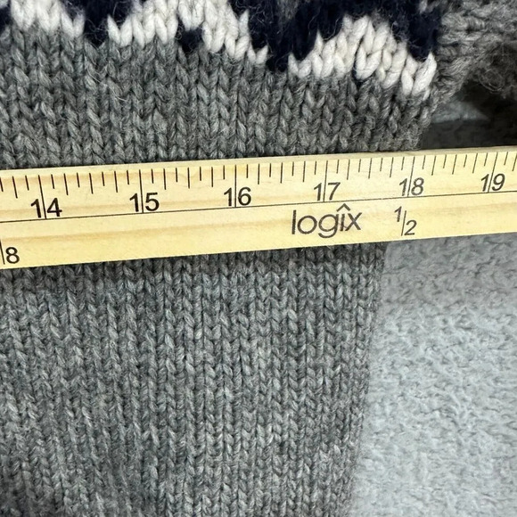 LOFT sweater womens petite‎ small gray nordic fair isle chunky knit mohair cabin - Picture 5 of 7